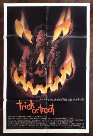 Trick Or Treat 1986 Marc Price Heavy Metal Horror Halloween Orig Movie Poster
