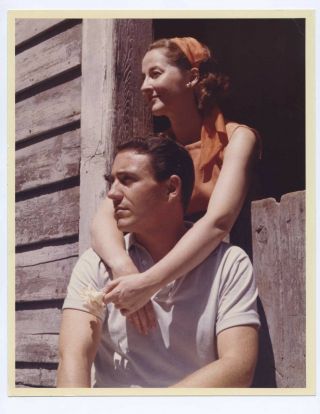 Vintage 1950s Color Candid 8x10 Merv Griffin & Wife Nj Farm Dbw