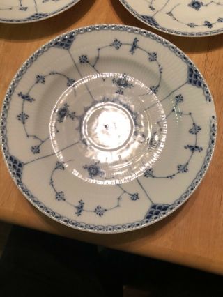 6 Dinner Plates 571 Royal Copenhagen Denmark Blue Fluted Half Lace 2nds 7