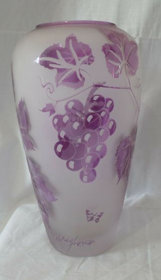 Kelsey Murphy Pilgrim Cameo Glass Vase Grape Leaf Pattern