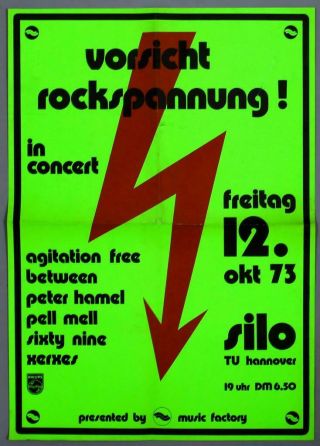 Agitation,  Pell Mell,  Sixty Nine - Rare Vintage Orig 1973 Concert Poster