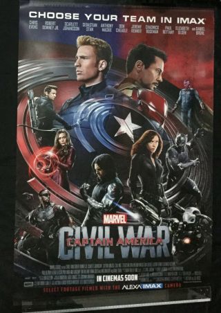 Orig Captain America Civil War Ds Double Sided Movie Poster Intl 27x40 In