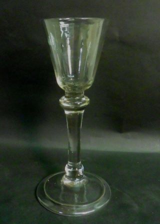 18th Century Georgian Wine Glass,  Conical Bowl,  Double Knopped Stem,  Dome Base
