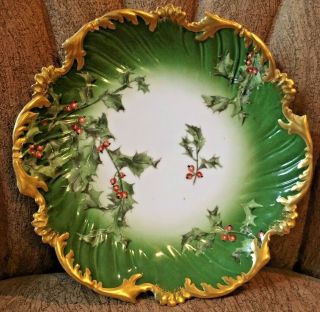Limoges Holly Berries T&v France Plate 8 Inch