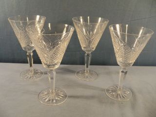 Set Of 4 Signed Waterford Mooncoin Crystal Water Goblets 6 7/8 " Tall