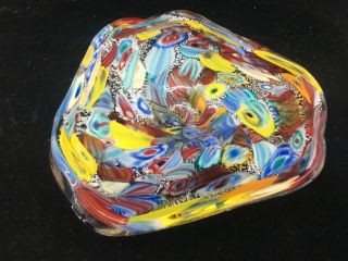 Murano Millefiori Ashtray Ash Tray Bowl Vintage Art Glass Venice Italy 4