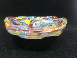 Murano Millefiori Ashtray Ash Tray Bowl Vintage Art Glass Venice Italy 6