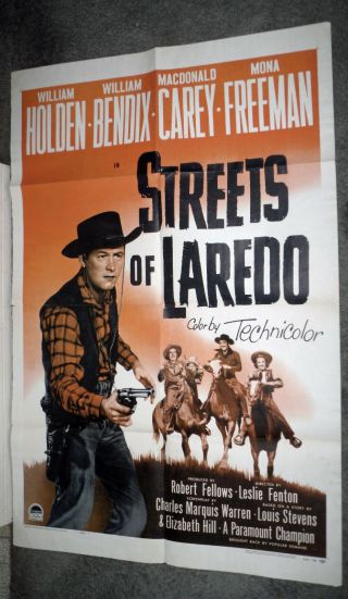 Streets Of Laredo One Sheet Movie Poster William Holden/mona Freeman