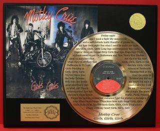 Motley Crue Girls Girls Girls Gold Lp Etched Record Display