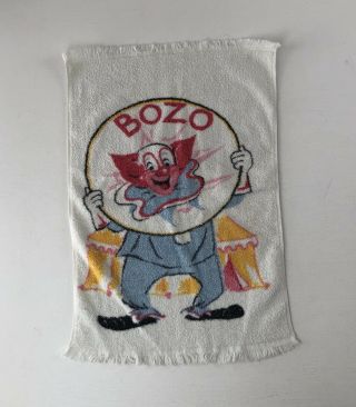 Vtg Bozo The Clown Wamsutta 22 " X 15 " Small White Hand Towel Tv Character