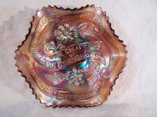 RARE Antique Millersburg Carnival Glass Advertising Bowl Dish ISAAC BENESCH 1909 2