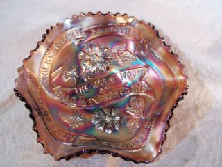 RARE Antique Millersburg Carnival Glass Advertising Bowl Dish ISAAC BENESCH 1909 3
