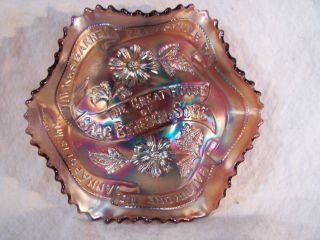 RARE Antique Millersburg Carnival Glass Advertising Bowl Dish ISAAC BENESCH 1909 4