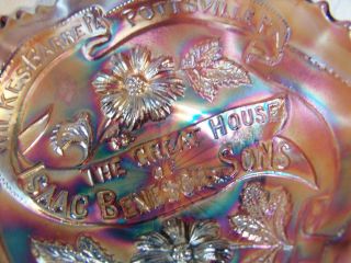 RARE Antique Millersburg Carnival Glass Advertising Bowl Dish ISAAC BENESCH 1909 5