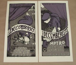 Ryan Sudyka Decemberists Chicago Gig Poster 2005 Signed Dyptich Matching Numbers