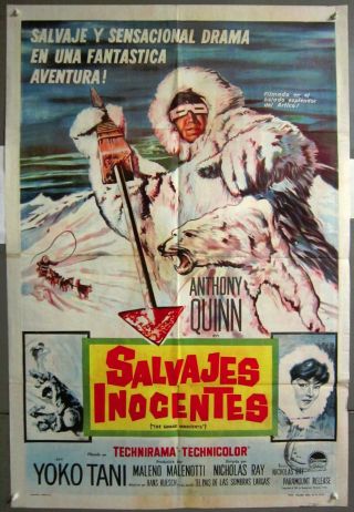 Yz23d The Savage Innocents Anthony Quinn Orig 1sh Poster Argentine Stone Litho