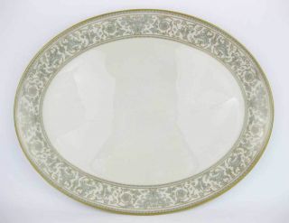 Gorham " Lorenzo De Medici " Green & Gold Large Oval Serving Platter 15 - 3/4 "