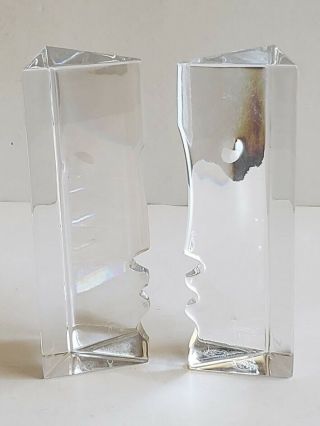 Baccarat Art Glass Robert Rigot Pair Encounter Man & Woman Figurines Signed