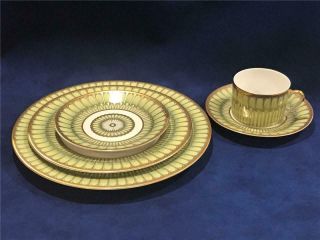 Htf Deshoulieres Limoges Arcades Green China 5 Pc Place Setting -