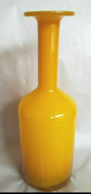 Vintage 13 " Holmegaard Kastrup (attr) Yellow Cased Glass Gulvase Bottle Vase