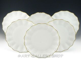 Limoges France Giraud Corail Shell White & Gold 10 - 1/4 " Dinner Plates Set Of 6