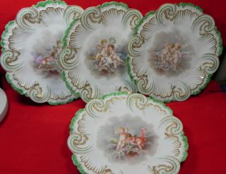 Sevres Chateau Des Tuileries 1844 - 4 Porcelain Plates Pristine Cond.