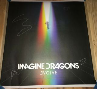 Imagine Dragons Evolve Autographed 2017 24x24 Lithograph Poster Signed By All 4
