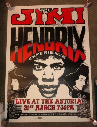 Vtg The Jimi Hendrix Experience March 1967 Live At The Astoria Poster 35” X 25”