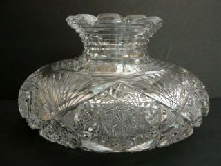 Rare Antique American Brilliant Cut Glass 10 " X 6 " Flower Center Piece Vase