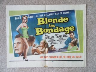 Blonde In Bondage 1957 Hlf Sht Movie Poster Fld Vg