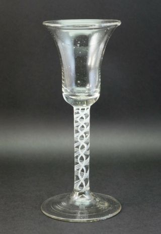 C1755,  Antique 18thc Georgian George Ii Wine Drinking Glass,  Opaque Twist Stem
