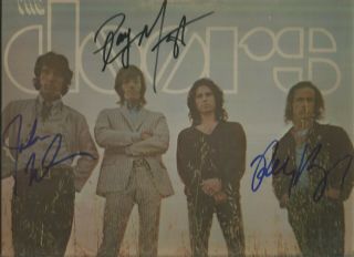 The Doors Ray Manzarek Robbie Krieger John Densomre Signed Waiting For Sun Lp
