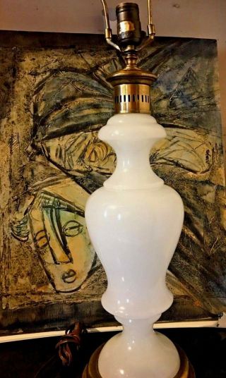 Vintage Frederick Cooper French White Oppaline Glass Lamp