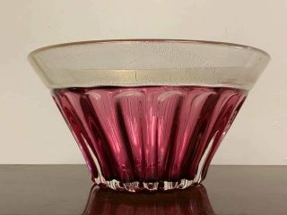 Large Vintage Murano Cranberry Art Glass Bowl With Gold Aventurine