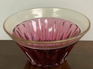 Large Vintage Murano Cranberry Art Glass Bowl with Gold Aventurine 4
