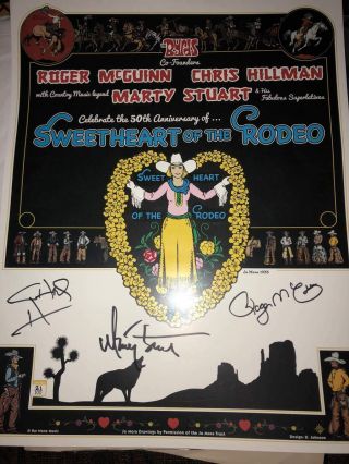 The Byrds Poster Sweet Heart Of The Rodeo Signed By Roger Mcguinn Chirs Hillman