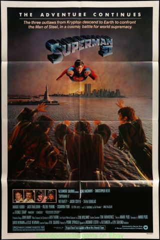 Superman Ii Movie Poster Folded 27x41 Christopher Reeve 1981 One Sheet