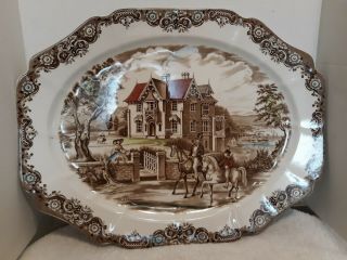 Johnson Bros.  Heritage Hall Lg.  Platter Victorian Gothic Country House 20 "