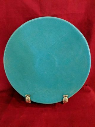 Vintage Brayton Laguna California Pottery Turquoise Blue Charger Plate 11 1/4 "