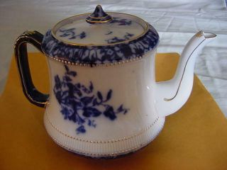 Vintage C1900 Flow Blue Tea Pot - Wiltshaw & Robinson - Carlton Ware
