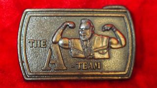 Vintage The A - Team Bronze Belt Buckle With Mr T - By Lee