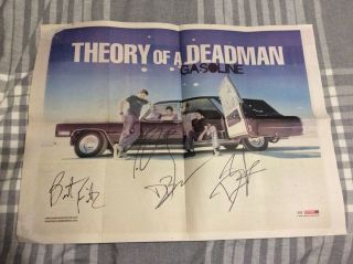 Theory Of A Deadman Signed 17x23 Newspaper Poster Gasoline Tyler Connolly X3 Hot