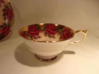 Vintage Paragon By Appointment Bone China England Gold Red Roses Tea Cup Saucer 6