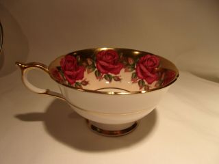 Vintage Paragon By Appointment Bone China England Gold Red Roses Tea Cup Saucer 7