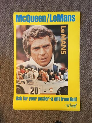Steve Mcqueen Lemans Le Mans Gulf Sidewalk Sign Poster Gas Station Porsche Rare