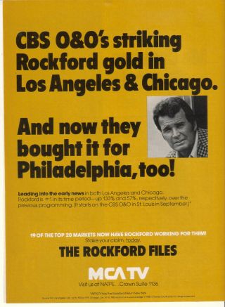 James Garner The Rockford Files 1980 Ad - Gold In La Chicago And Now Philadelphia