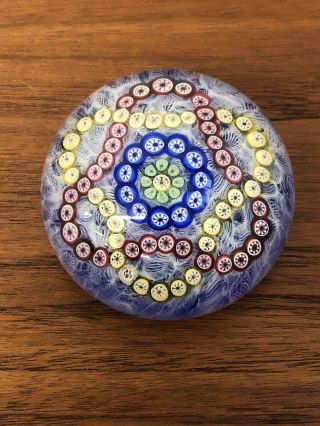 Large 1977 Baccarat Double Trefoil Millefiori Paperweight Art Glass