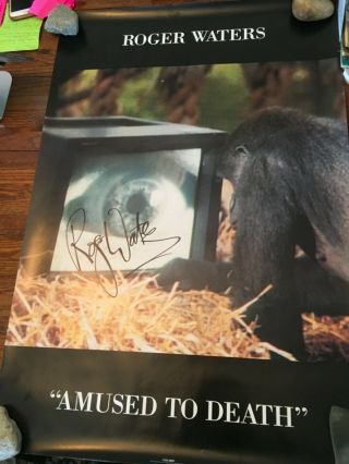 Roger Waters Autographed 1992 Amused To Death Promo Poster 24x36 Pink Floyd