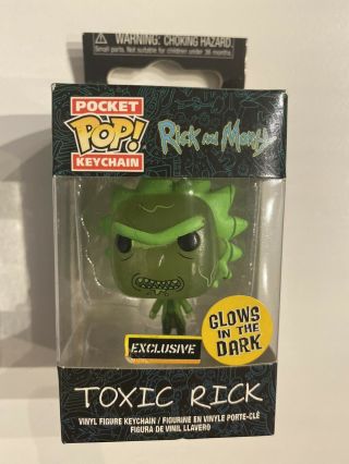 Funko Rick And Morty Toxic Rick Glow Us Pocket Pop Keychain 3.  8cm Tall