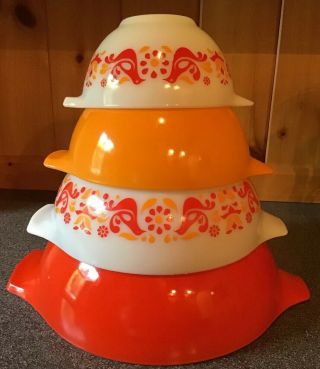 Vintage Pyrex Friendship Cinderella Mixing Bowls Set 441 442 443 444 Complete 4
